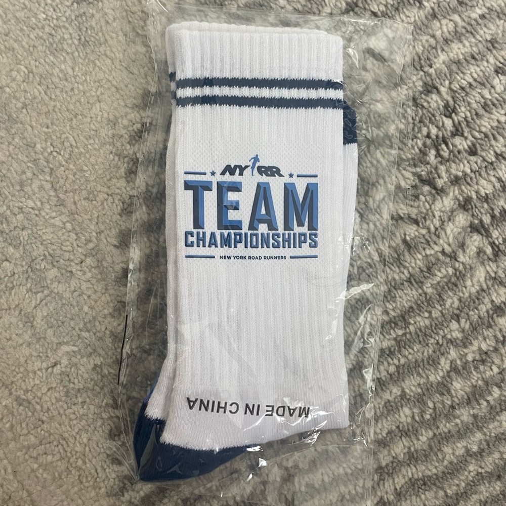 NYRR New Balance White and Blue Athletic Socks